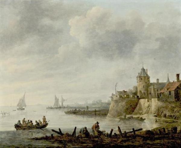 Jan van  Goyen River Scene with a Fortified Shore Spain oil painting art